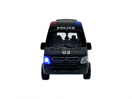 Masinuta metalica duba tip Mercedes Politie, Se deschid usile, Sunete si lumini, Baterii incluse, 12cm [2]