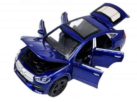 Masinuta metalica Mercedes GLE Coupe, Sunete realistice, Farurile si stopurile lumineaza, Usile, capota si portbagajul se deschid, Baterii incluse, 16cm, Albastru, Scara 1:32, Replica [3]