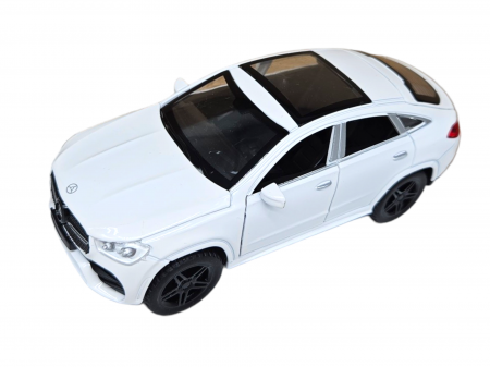 Masinuta metalica Mercedes GLE Coupe, Sunete realistice, Farurile si stopurile lumineaza, Usile, capota si portbagajul se deschid, Baterii incluse, 16cm, Alb, Scara 1:32, Replica [7]