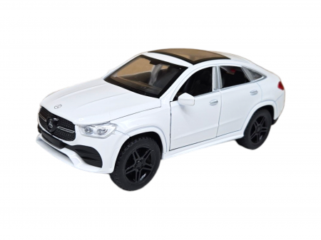 Masinuta metalica Mercedes GLE Coupe, Sunete realistice, Farurile si stopurile lumineaza, Usile, capota si portbagajul se deschid, Baterii incluse, 16cm, Alb, Scara 1:32, Replica [8]
