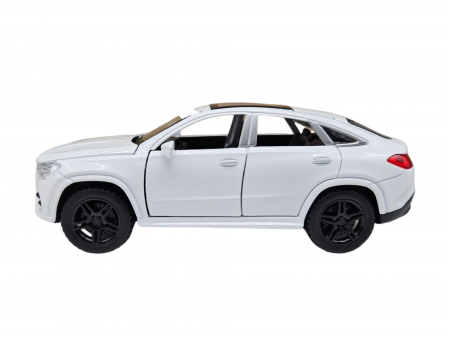 Masinuta metalica Mercedes GLE Coupe, Sunete realistice, Farurile si stopurile lumineaza, Usile, capota si portbagajul se deschid, Baterii incluse, 16cm, Alb, Scara 1:32, Replica [4]