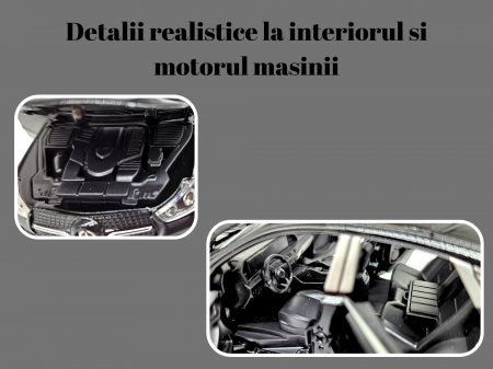 Masinuta metalica Mercedes GLE Coupe, Sunete realistice, Farurile si stopurile lumineaza, Usile, capota si portbagajul se deschid, Baterii incluse, 16cm, Negru Scara 1:32, Replica [2]