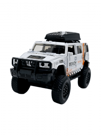 Masini metal 11-13cm - Masinuta metalica off-road, Jeep tip Patrol, sunete si lumini, usi mobile, scara 1:32, Alb, 11cm