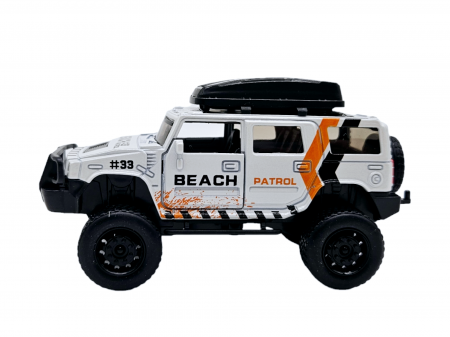 Masinuta metalica off-road, Jeep tip Patrol, sunete si lumini, usi mobile, scara 1:32, Alb, 11cm [1]