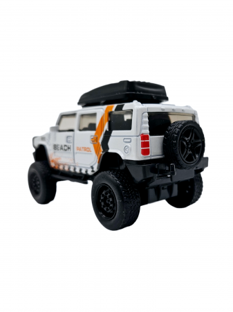 Masinuta metalica off-road, Jeep tip Patrol, sunete si lumini, usi mobile, scara 1:32, Alb, 11cm [4]