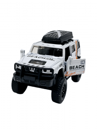 Masinuta metalica off-road, Jeep tip Patrol, sunete si lumini, usi mobile, scara 1:32, Alb, 11cm [2]