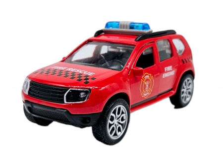 Masinuta metalica Pompieri Dacia Duster,Se deschid usile, Sunete si lumini, 11cm, Replica [1]
