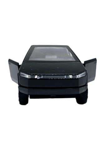 Masinuta metalica Tesla Cybertruck, Sunete realistice, Usile se deschid, Farurile lumineaza, Baterii incluse, Negru, 13cm, Replica [1]
