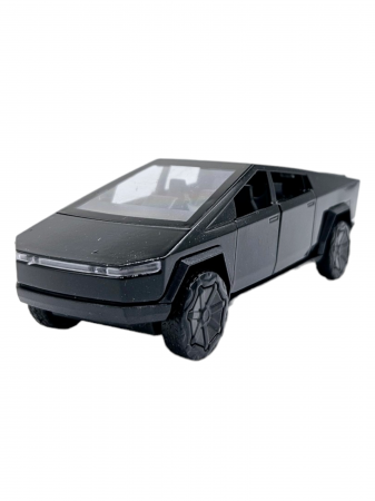 Masinuta metalica Tesla Cybertruck, Sunete realistice, Usile se deschid, Farurile lumineaza, Baterii incluse, Negru, 13cm, Replica [4]