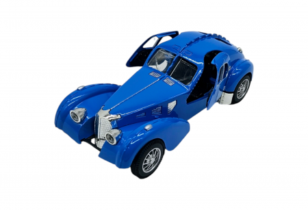Masinuta metalica tip Bugatti Atlantic, Sunete realistice, Usile se deschid, Farurile lumineaza, Baterii incluse, Albastru, 17cm, Scara 1:28 [6]