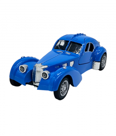 Masinuta metalica tip Bugatti Atlantic, Sunete realistice, Usile se deschid, Farurile lumineaza, Baterii incluse, Albastru, 17cm, Scara 1:28 [3]