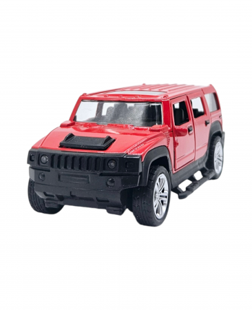 Masinuta metalica tip Hummer, Sunete realistice, Usile se deschid, Farurile lumineaza, Baterii incluse, Rosu, 13cm [1]