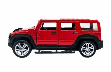 Masinuta metalica tip Hummer, Sunete realistice, Usile se deschid, Farurile lumineaza, Baterii incluse, Rosu, 13cm [4]