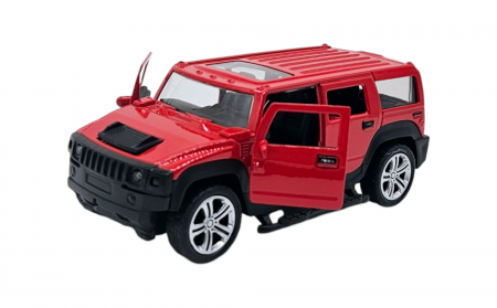Masinuta metalica tip Hummer, Sunete realistice, Usile se deschid, Farurile lumineaza, Baterii incluse, Rosu, 13cm [2]