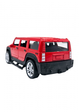 Masinuta metalica tip Hummer, Sunete realistice, Usile se deschid, Farurile lumineaza, Baterii incluse, Rosu, 13cm [3]