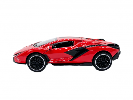 Masinuta metalica tip Lamborghini SIAN, Sunete realistice, Usile se deschid, Farurile lumineaza, Baterii incluse, Rosu, 15cm [3]
