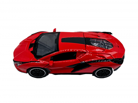 Masinuta metalica tip Lamborghini SIAN, Sunete realistice, Usile se deschid, Farurile lumineaza, Baterii incluse, Rosu, 15cm [6]
