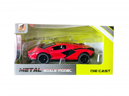 Masinuta metalica tip Lamborghini SIAN, Sunete realistice, Usile se deschid, Farurile lumineaza, Baterii incluse, Rosu, 15cm [8]
