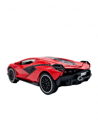 Masinuta metalica tip Lamborghini SIAN, Sunete realistice, Usile se deschid, Farurile lumineaza, Baterii incluse, Rosu, 15cm [4]