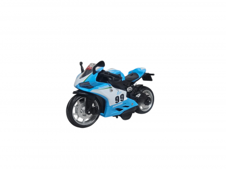 Motocicleta din metal, Sunete si lumini, Functie pull-back, Albastru, 17cm, Ergino [4]
