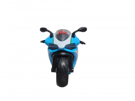 Motocicleta din metal, Sunete si lumini, Functie pull-back, Albastru, 17cm, Ergino [7]