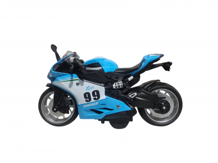 Motocicleta din metal, Sunete si lumini, Functie pull-back, Albastru, 17cm, Ergino [5]