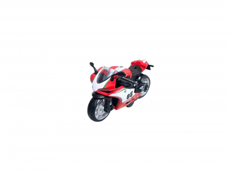 Motocicleta din metal, Sunete si lumini, Functie pull-back, Rosu, 17cm, Ergino [4]