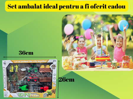Set 12 piese Ferma, Tractoare agricole, Remorci, Fermieri, alte accesorii, Jucarii educative si interactive, +3ani, plastic, ERGINO® [4]