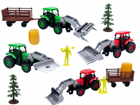 Jucarii interactive - Set 12 piese Ferma, Tractoare agricole, Remorci, Fermieri, alte accesorii, Jucarii educative si interactive, +3ani, plastic, ERGINO®