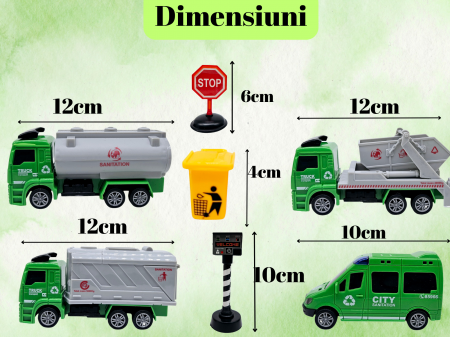 Set 12 piese Salubritate, Masina de gunoi, Continer basculant, Vitanja, Duba, alte Accesorii, Jucarii educative si interactive, +3ani, plastic, ERGINO® [1]