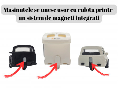 Set 2 masini de metal cu o Rulota, Usi mobile, Sunete si lumini, Functie Pull-back, 17cm, ERGINO® [4]