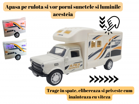 Set 2 masini de metal cu o Rulota, Usi mobile, Sunete si lumini, Functie Pull-back, 17cm, ERGINO® [1]