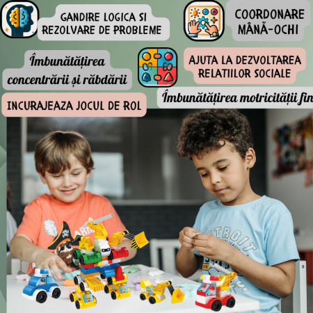 Set de Construcție 6 în 1 - 72 Piese Compatibile Duplo - Vehicule și Robot pentru Copii +3 ani" [5]