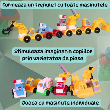 Set de Construcție 6 în 1 - 72 Piese Compatibile Duplo - Vehicule și Robot pentru Copii +3 ani" [3]