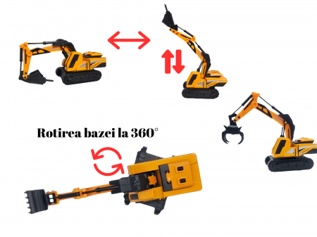 Set 7 utilaje de constructie, Metal si plastic, DIferite functii, Galben/Negru, 9-18cm, ERGINO® [2]