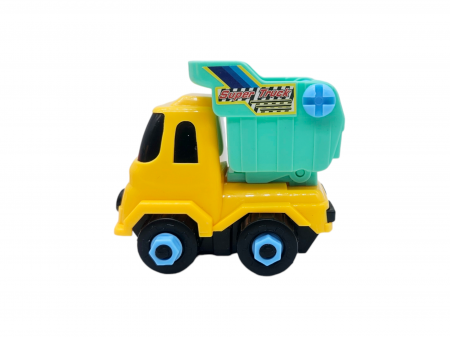 Set tren transportator cu 2 masinute demontabile, Basculanta, Excavator, cu surubelnite, Jucarie interactiva pentru copii, 42 cm, Plastic, Multicolor [12]