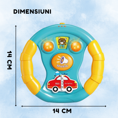 Volan Interactiv pentru Copii, Sunete si Lumini, 6 Melodii, Sirene Ambulanta si Pompieri, Sunet Claxon si Semnal, Baterii Incluse, Plastic, +18luni, ERGINO® [5]