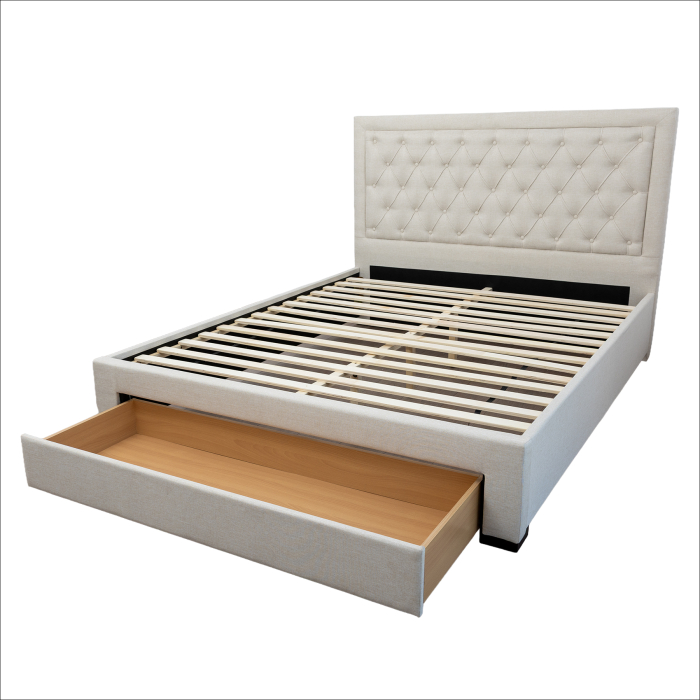 Pat Austin 160x200 crem cu sertar frontal și somieră – tăblie capitonată [5]