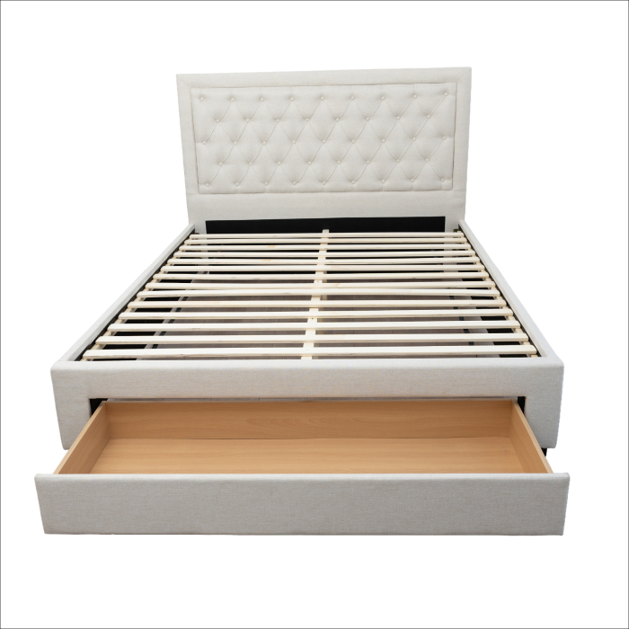 Pat Austin 160x200 crem cu sertar frontal și somieră – tăblie capitonată [4]