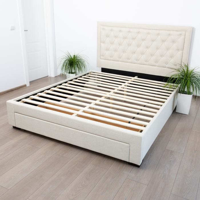 Pat Austin 160x200 crem cu sertar frontal și somieră – tăblie capitonată [8]
