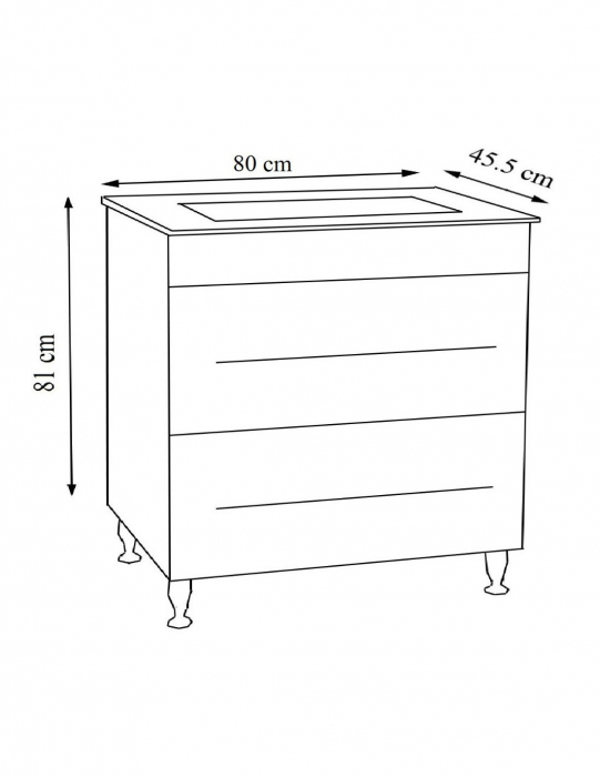 Baza si lavoar baie GN0541, alb, cu 2 sertare, 80 cm [7]