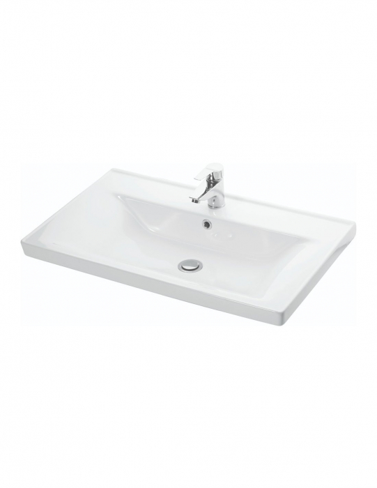 Baza si lavoar baie GN0541 alb 80 cm cu 3 usi si picioare cromate [4]