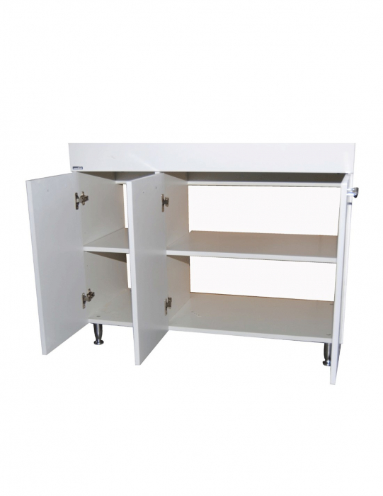 Baza si lavoar baie GN0541 alb 80 cm cu 3 usi si picioare cromate [3]