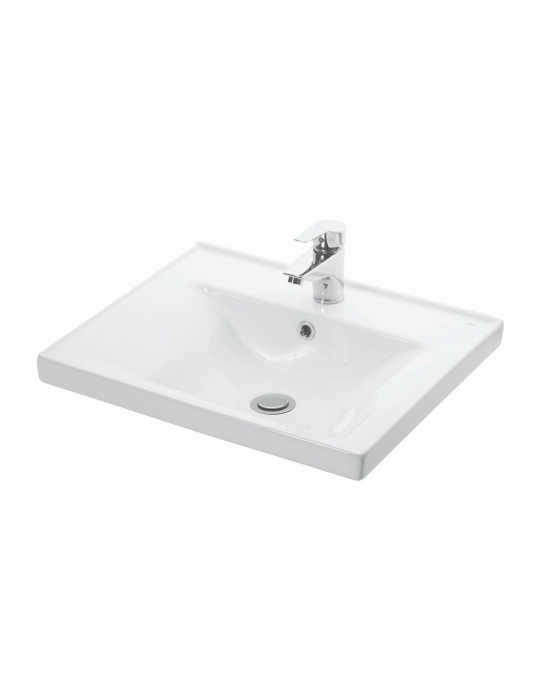 Mobilier baie suspendat alb cu lavoar si 2 sertare [3]