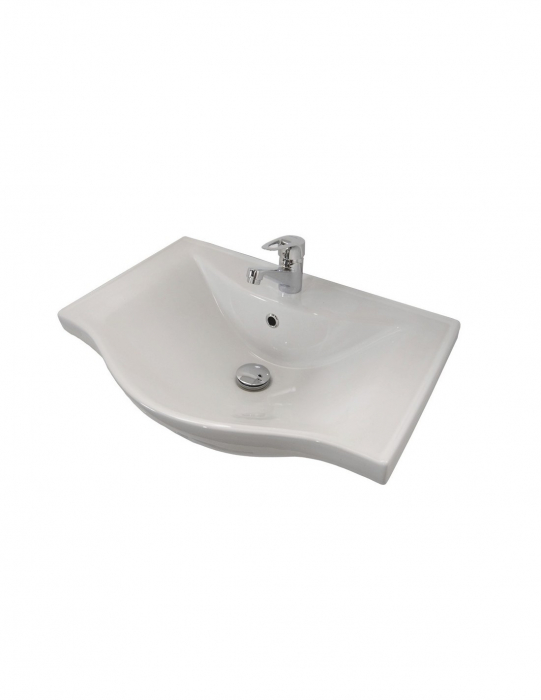 Set mobilier baie GN1531 cu lavoar ceramic alb si picioare cromate [4]
