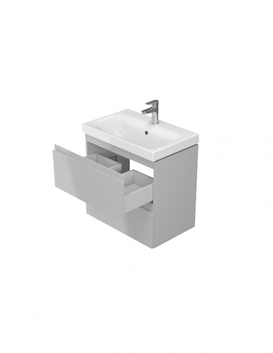 Set baza si lavoar baie suspendat gri deschis CS9721, 50 cm, cu 2 sertare soft close [5]