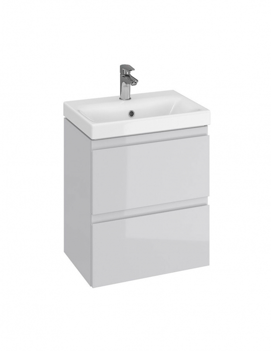 Set baza si lavoar baie suspendat gri deschis CS9721, 50 cm, cu 2 sertare soft close [3]