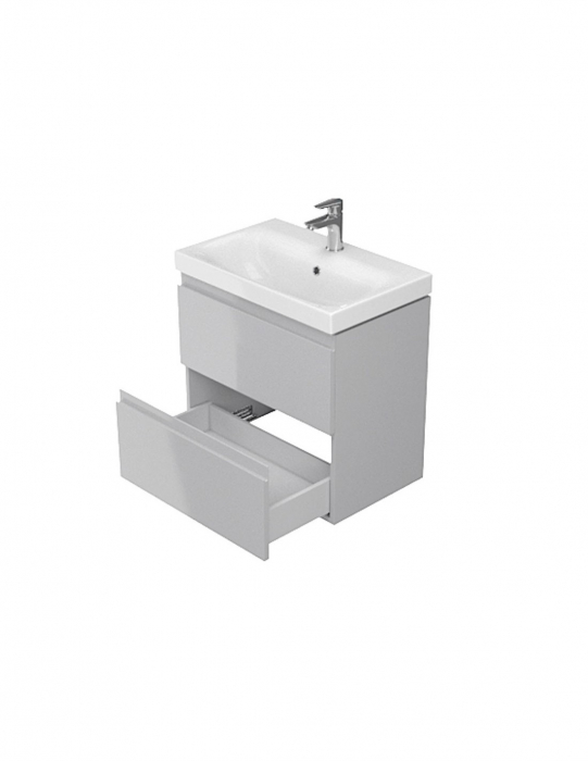 Set mobilier baie suspendat CS9761, 60 cm, gri lucios, cu lavoar [4]