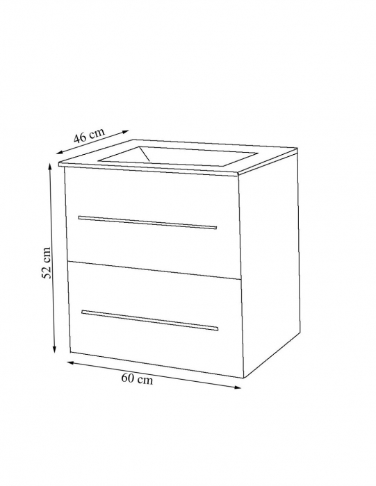 Set mobilier baie suspendat GN0541 alb lucios cu lavoar din ceramica si manere cromate [3]