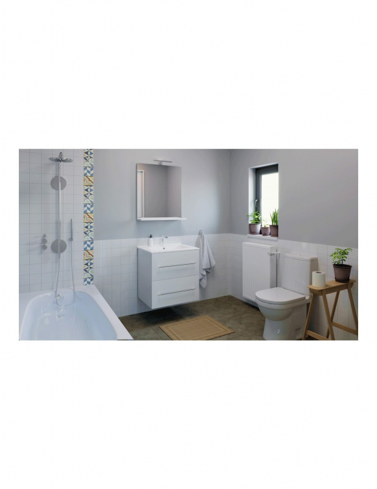 Set mobilier baie suspendat GN0541 alb lucios cu lavoar din ceramica si manere cromate [4]